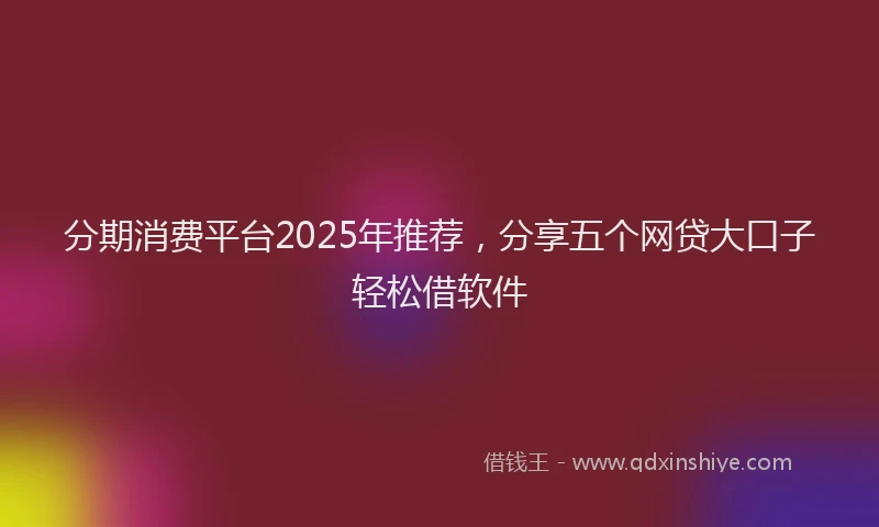 分期消费平台2025年推荐，分享五个网贷大口子轻松借软件