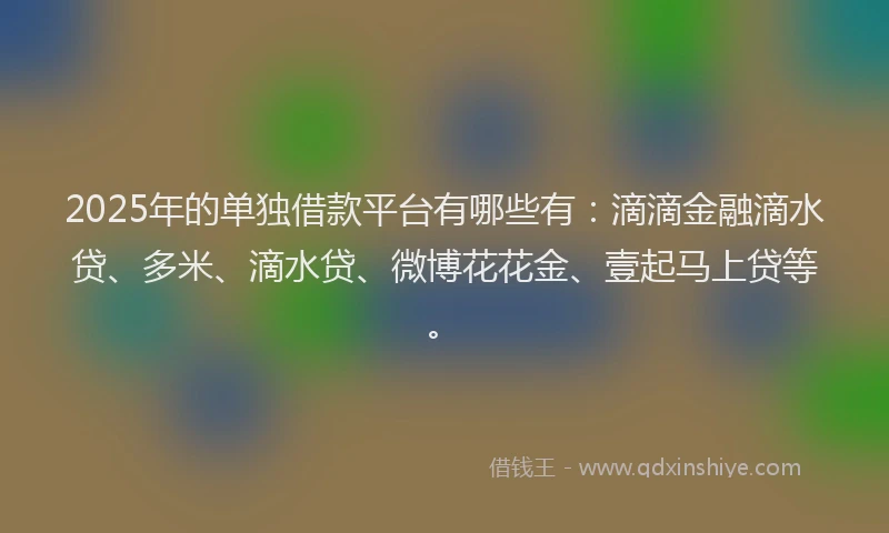 2025年的单独借款平台有哪些有：滴滴金融滴水贷、多米、滴水贷、微博花花金、壹起马上贷等。