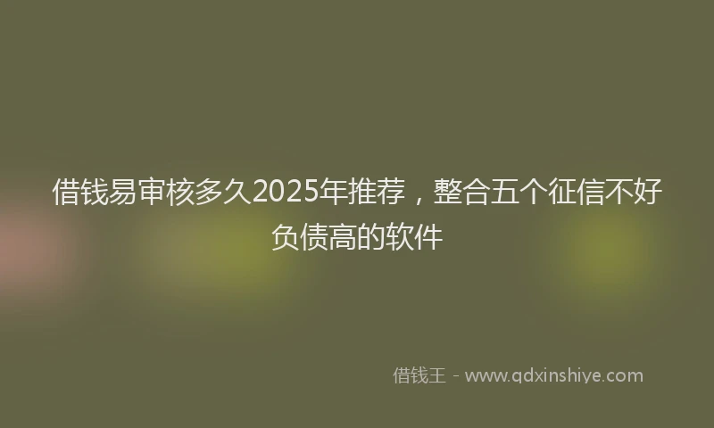 借钱易审核多久2025年推荐，整合五个征信不好负债高的软件