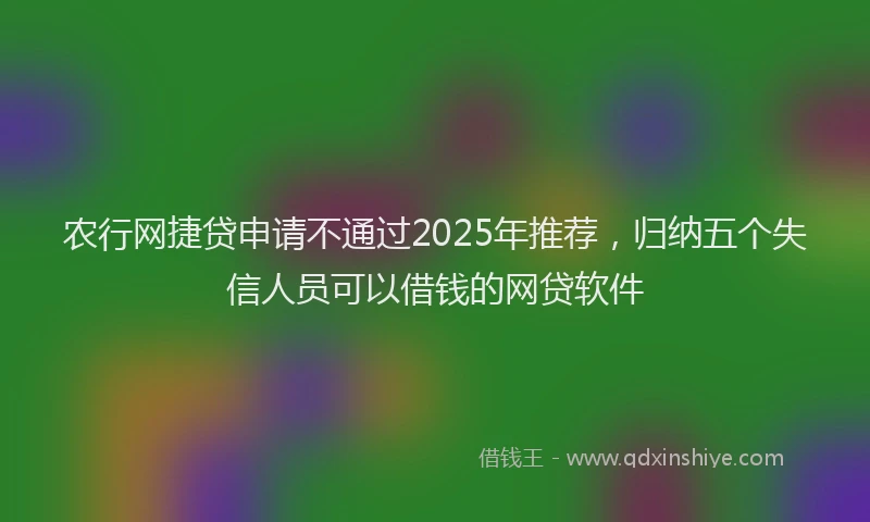 农行网捷贷申请不通过2025年推荐，归纳五个失信人员可以借钱的网贷软件