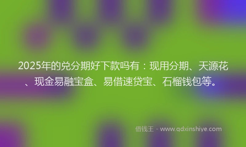 2025年的兑分期好下款吗有：现用分期、天源花、现金易融宝盒、易借速贷宝、石榴钱包等。