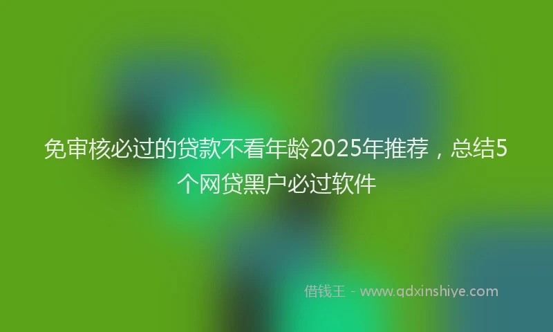 免审核必过的贷款不看年龄2025年推荐，总结5个网贷黑户必过软件