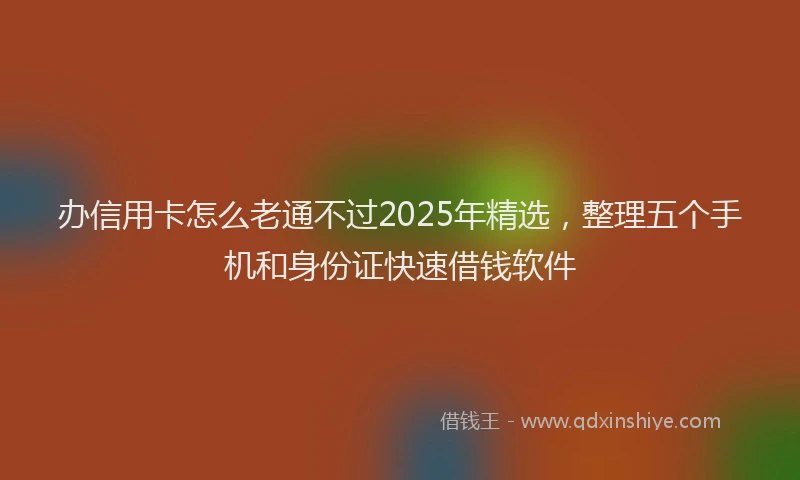 办信用卡怎么老通不过2025年精选，整理五个手机和身份证快速借钱软件