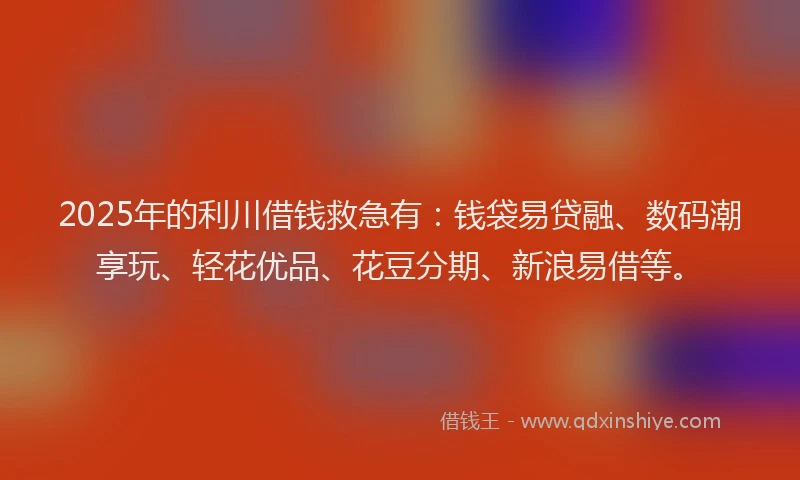 2025年的利川借钱救急有：钱袋易贷融、数码潮享玩、轻花优品、花豆分期、新浪易借等。