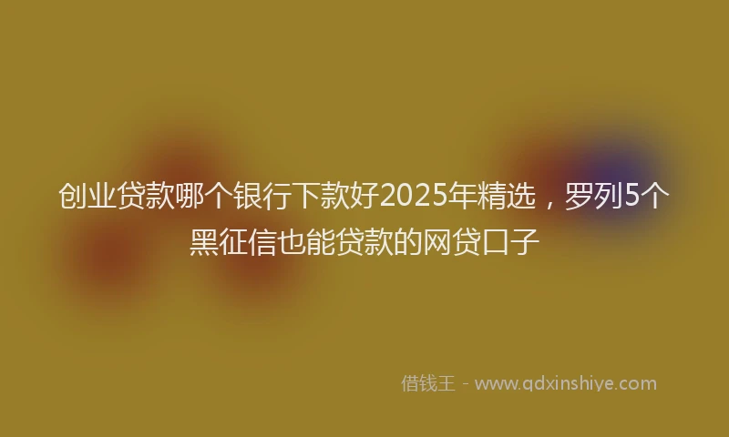 创业贷款哪个银行下款好2025年精选，罗列5个黑征信也能贷款的网贷口子