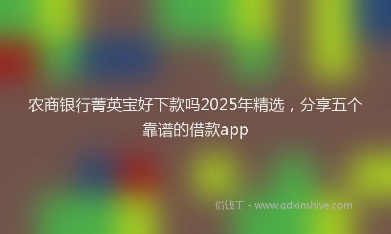 农商银行菁英宝好下款吗2025年精选，分享五个靠谱的借款app