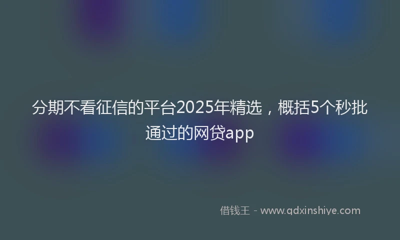 分期不看征信的平台2025年精选，概括5个秒批通过的网贷app