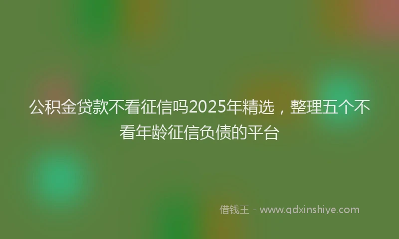 公积金贷款不看征信吗2025年精选，整理五个不看年龄征信负债的平台