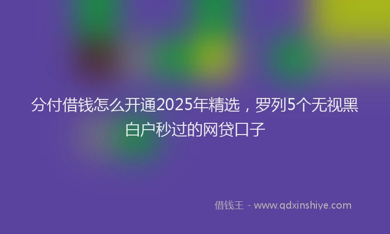 分付借钱怎么开通2025年精选，罗列5个无视黑白户秒过的网贷口子