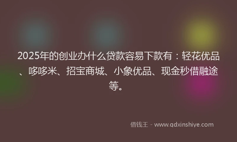 2025年的创业办什么贷款容易下款有：轻花优品、哆哆米、招宝商城、小象优品、现金秒借融途等。
