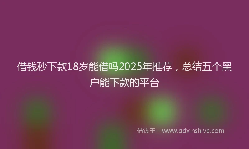 借钱秒下款18岁能借吗2025年推荐，总结五个黑户能下款的平台