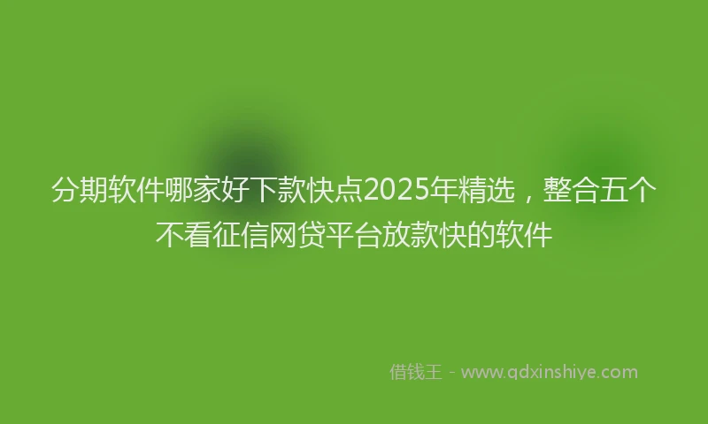 分期软件哪家好下款快点2025年精选，整合五个不看征信网贷平台放款快的软件