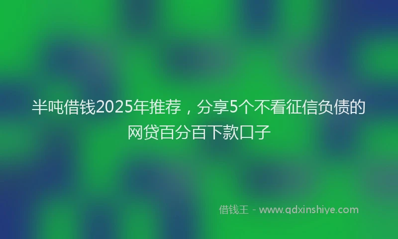 半吨借钱2025年推荐，分享5个不看征信负债的网贷百分百下款口子