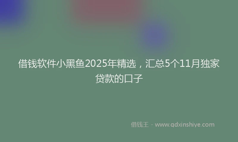 借钱软件小黑鱼2025年精选，汇总5个11月独家贷款的口子