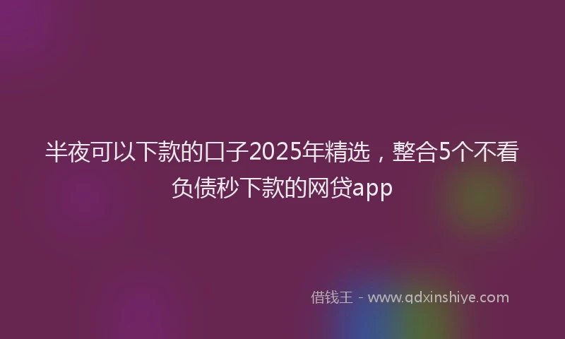 半夜可以下款的口子2025年精选，整合5个不看负债秒下款的网贷app