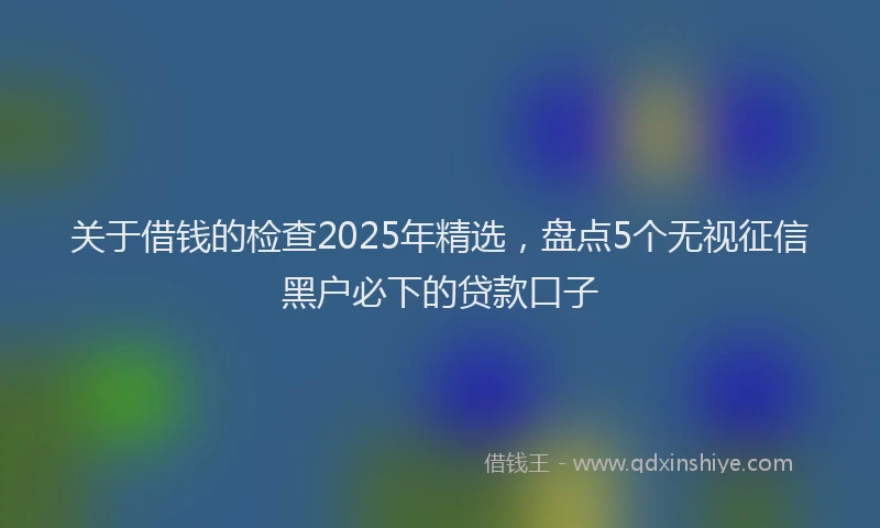 关于借钱的检查2025年精选，盘点5个无视征信黑户必下的贷款口子