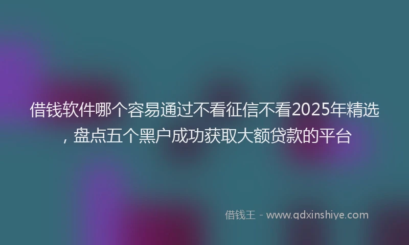 借钱软件哪个容易通过不看征信不看2025年精选，盘点五个黑户成功获取大额贷款的平台