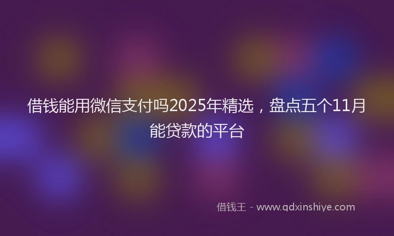 借钱能用微信支付吗2025年精选，盘点五个11月能贷款的平台