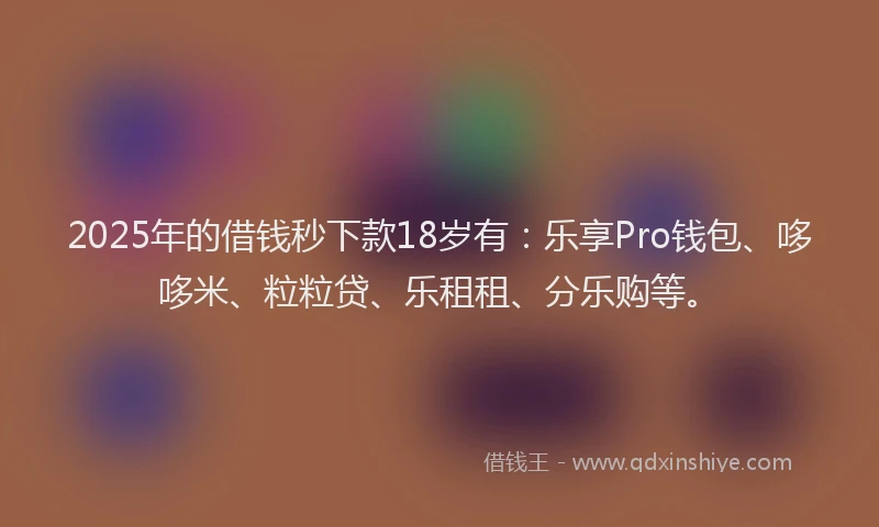 2025年的借钱秒下款18岁有：乐享Pro钱包、哆哆米、粒粒贷、乐租租、分乐购等。