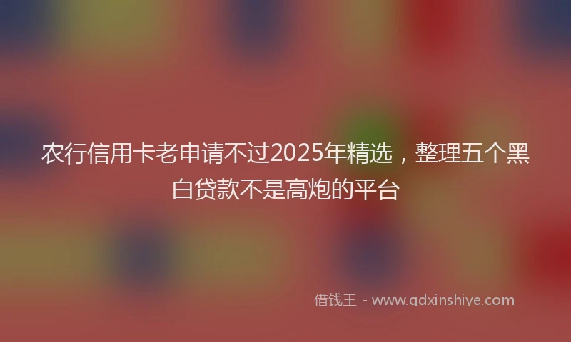 农行信用卡老申请不过2025年精选，整理五个黑白贷款不是高炮的平台