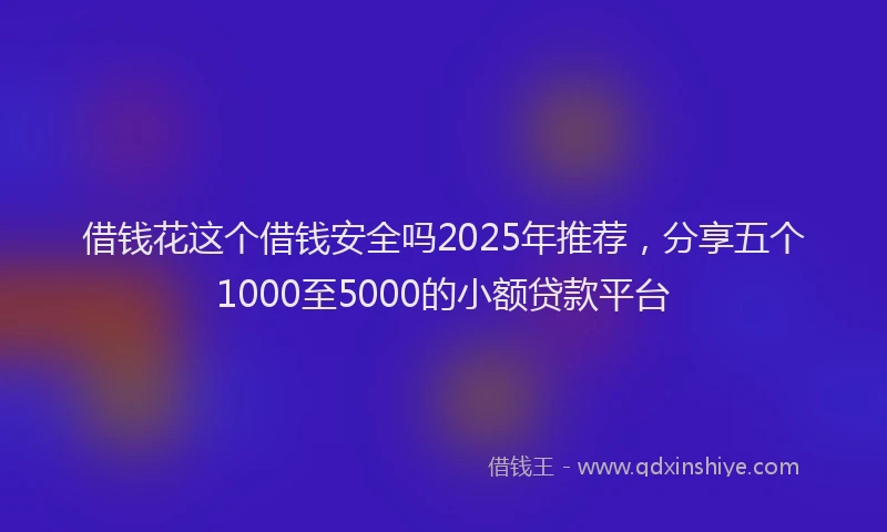 借钱花这个借钱安全吗2025年推荐，分享五个1000至5000的小额贷款平台