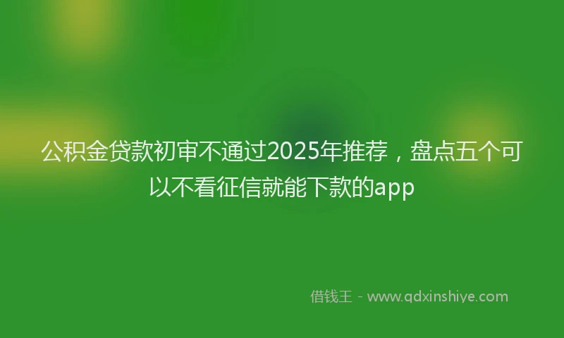 公积金贷款初审不通过2025年推荐，盘点五个可以不看征信就能下款的app