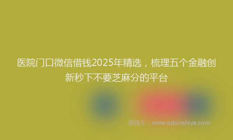 医院门口微信借钱2025年精选，梳理五个金融创新秒下不要芝麻分的平台