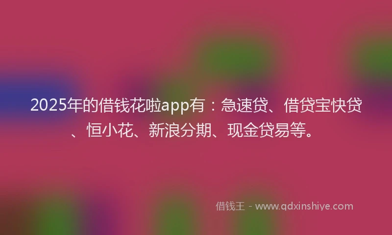 2025年的借钱花啦app有：急速贷、借贷宝快贷、恒小花、新浪分期、现金贷易等。