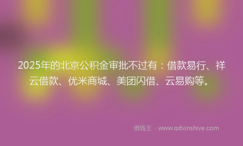 2025年的北京公积金审批不过有：借款易行、祥云借款、优米商城、美团闪借、云易购等。