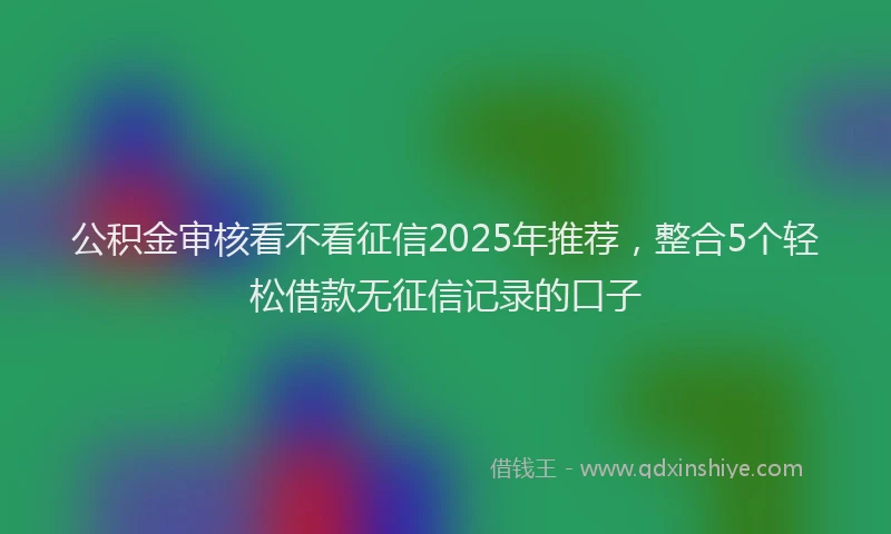 公积金审核看不看征信2025年推荐，整合5个轻松借款无征信记录的口子