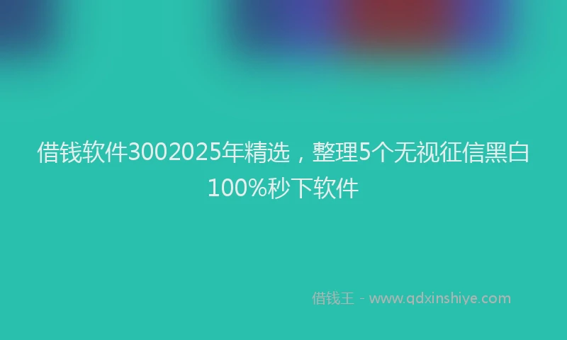 借钱软件3002025年精选，整理5个无视征信黑白100%秒下软件