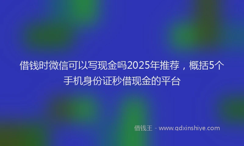 借钱时微信可以写现金吗2025年推荐，概括5个手机身份证秒借现金的平台