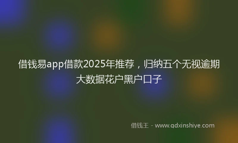 借钱易app借款2025年推荐，归纳五个无视逾期大数据花户黑户口子