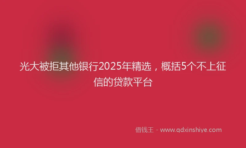 光大被拒其他银行2025年精选，概括5个不上征信的贷款平台