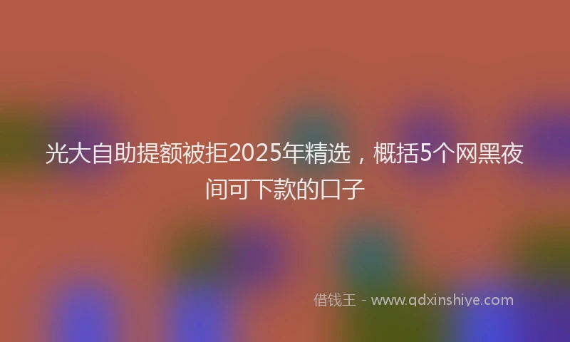 光大自助提额被拒2025年精选，概括5个网黑夜间可下款的口子