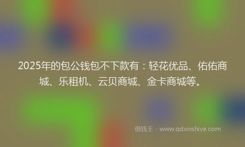 2025年的包公钱包不下款有：轻花优品、佑佑商城、乐租机、云贝商城、金卡商城等。