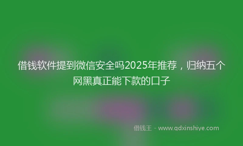 借钱软件提到微信安全吗2025年推荐，归纳五个网黑真正能下款的口子