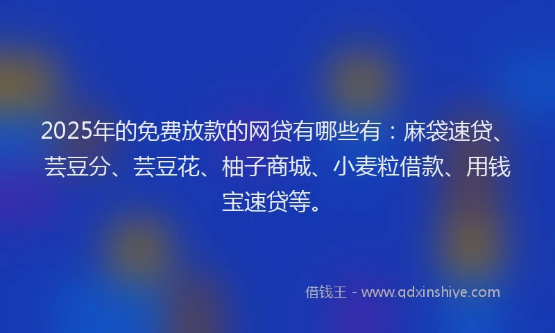 2025年的免费放款的网贷有哪些有：麻袋速贷、芸豆分、芸豆花、柚子商城、小麦粒借款、用钱宝速贷等。