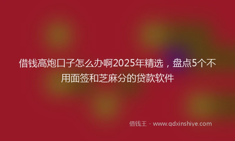 借钱高炮口子怎么办啊2025年精选，盘点5个不用面签和芝麻分的贷款软件