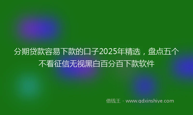 分期贷款容易下款的口子2025年精选，盘点五个不看征信无视黑白百分百下款软件