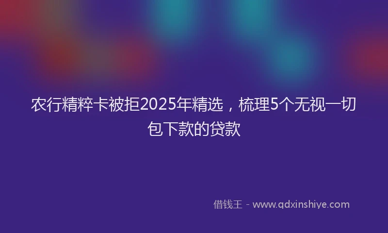 农行精粹卡被拒2025年精选，梳理5个无视一切包下款的贷款