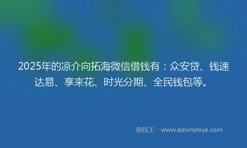 2025年的凉介向拓海微信借钱有：众安贷、钱速达易、享来花、时光分期、全民钱包等。