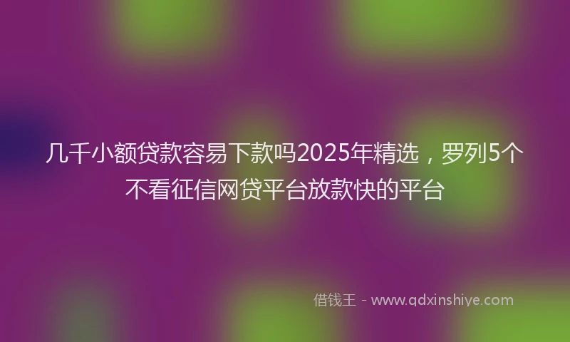 几千小额贷款容易下款吗2025年精选，罗列5个不看征信网贷平台放款快的平台