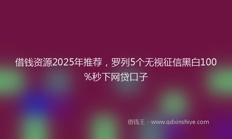 借钱资源2025年推荐，罗列5个无视征信黑白100%秒下网贷口子