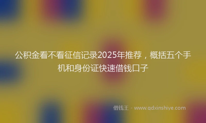 公积金看不看征信记录2025年推荐，概括五个手机和身份证快速借钱口子
