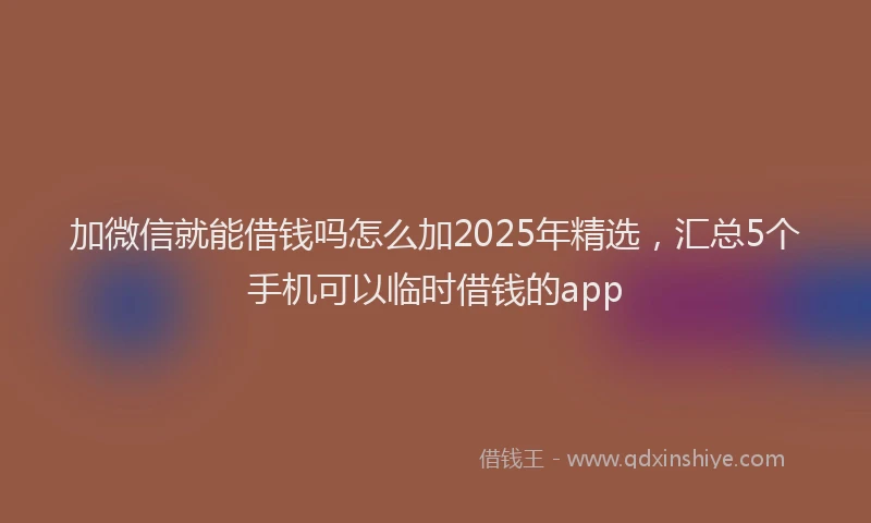 加微信就能借钱吗怎么加2025年精选，汇总5个手机可以临时借钱的app