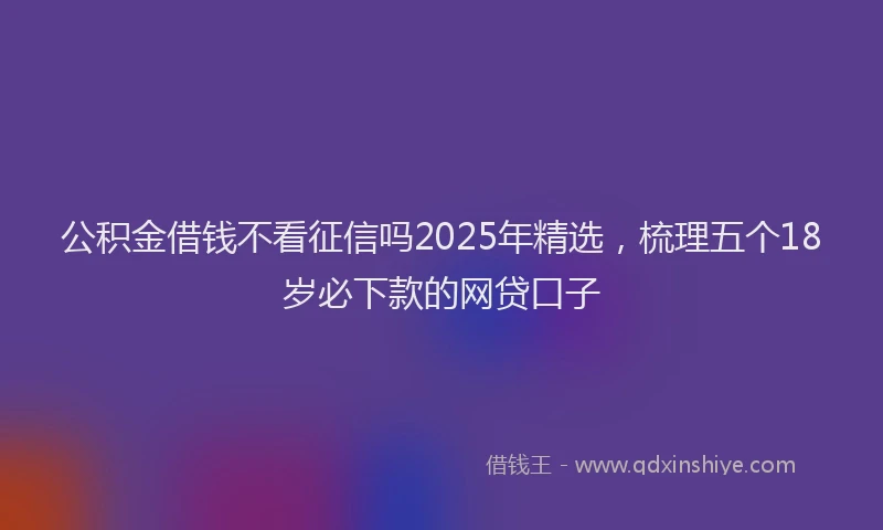 公积金借钱不看征信吗2025年精选，梳理五个18岁必下款的网贷口子