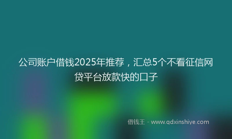 公司账户借钱2025年推荐，汇总5个不看征信网贷平台放款快的口子