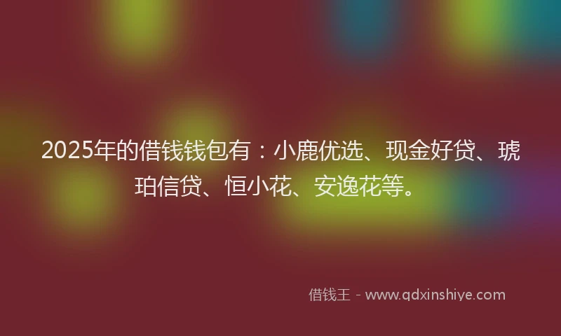 2025年的借钱钱包有：小鹿优选、现金好贷、琥珀信贷、恒小花、安逸花等。