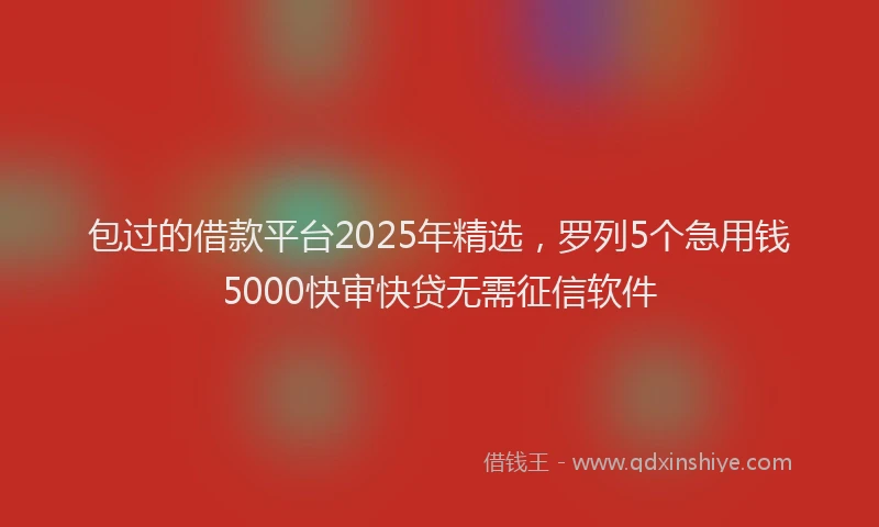 包过的借款平台2025年精选，罗列5个急用钱5000快审快贷无需征信软件
